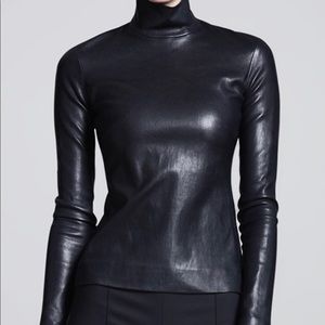 The Row - Long Sleeve Leather Turtleneck